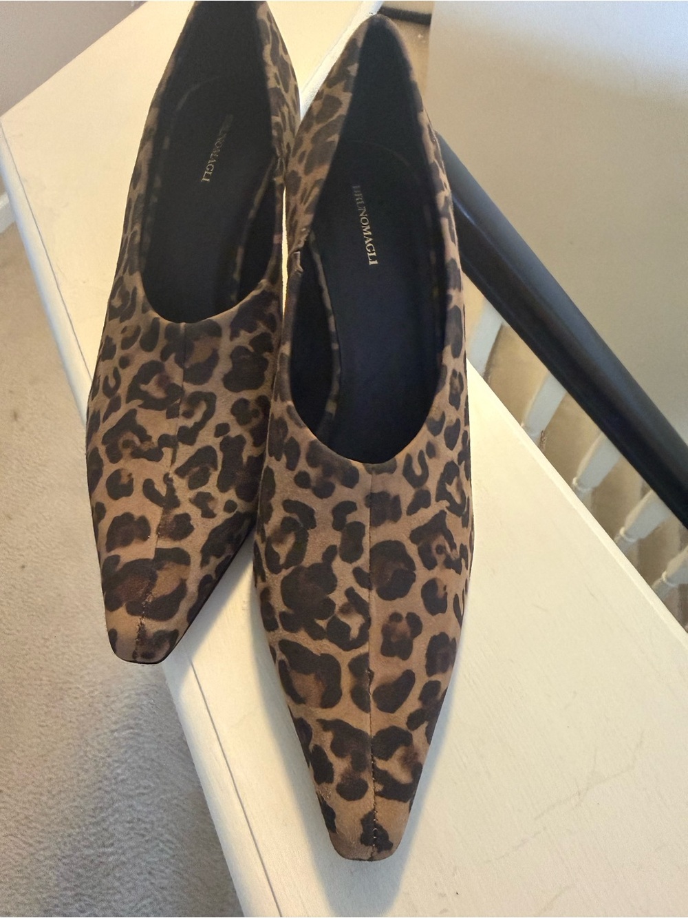 Bruno Magli Leopard Print Pointed Toe Heels - Brown & Black